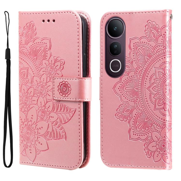 Custodia per telefono in pelle goffrata con fiori a 7 petali, For vivo V50 Lite 4G / 5G, For vivo Y39 5G / Y300i, For vivo Y29s 5G / Y04 4G, For vivo Y29 4G