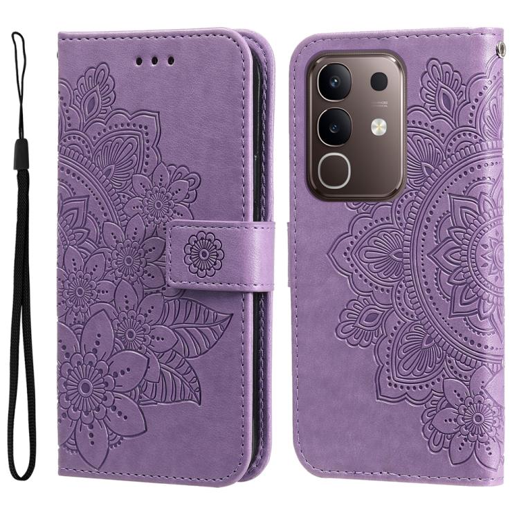 Custodia per telefono in pelle goffrata con fiori a 7 petali, For vivo V50 Lite 4G / 5G, For vivo Y39 5G / Y300i, For vivo Y29s 5G / Y04 4G, For vivo Y29 4G