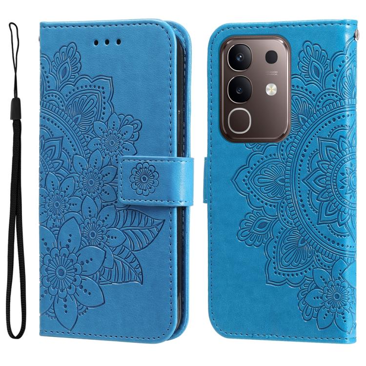 Custodia per telefono in pelle goffrata con fiori a 7 petali, For vivo V50 Lite 4G / 5G, For vivo Y39 5G / Y300i, For vivo Y29s 5G / Y04 4G, For vivo Y29 4G