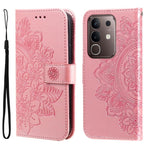 Custodia per telefono in pelle goffrata con fiori a 7 petali, For vivo V50 Lite 4G / 5G, For vivo Y39 5G / Y300i, For vivo Y29s 5G / Y04 4G, For vivo Y29 4G