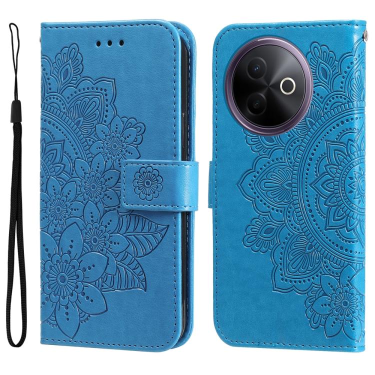 Custodia per telefono in pelle goffrata con fiori a 7 petali, For vivo V50 Lite 4G / 5G, For vivo Y39 5G / Y300i, For vivo Y29s 5G / Y04 4G, For vivo Y29 4G