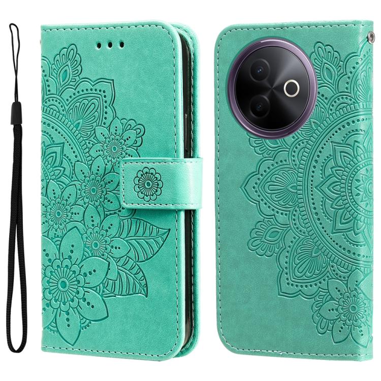 Custodia per telefono in pelle goffrata con fiori a 7 petali, For vivo V50 Lite 4G / 5G, For vivo Y39 5G / Y300i, For vivo Y29s 5G / Y04 4G, For vivo Y29 4G