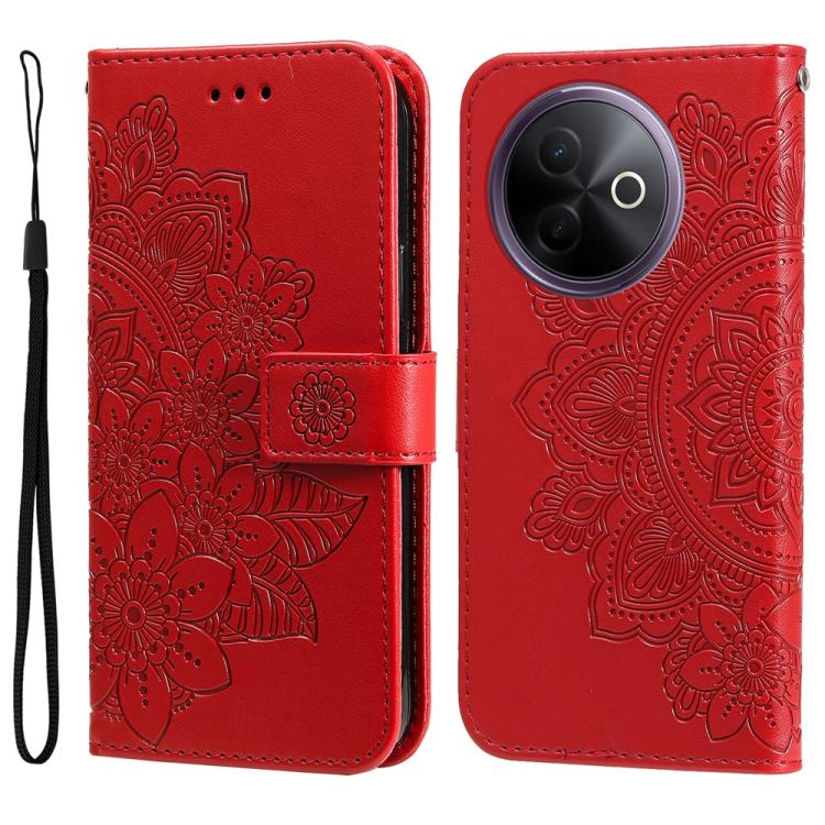 Custodia per telefono in pelle goffrata con fiori a 7 petali, For vivo V50 Lite 4G / 5G, For vivo Y39 5G / Y300i, For vivo Y29s 5G / Y04 4G, For vivo Y29 4G