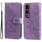 Custodia per telefono in pelle goffrata con fiori a 7 petali, For vivo Y31 5G 2025, For vivo Y400 5G, For vivo V60 5G Global, For vivo Y400 Pro 5G / V40e / iQOO Z9s