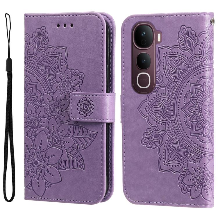 Custodia per telefono in pelle goffrata con fiori a 7 petali, For vivo Y31 5G 2025, For vivo Y400 5G, For vivo V60 5G Global, For vivo Y400 Pro 5G / V40e / iQOO Z9s