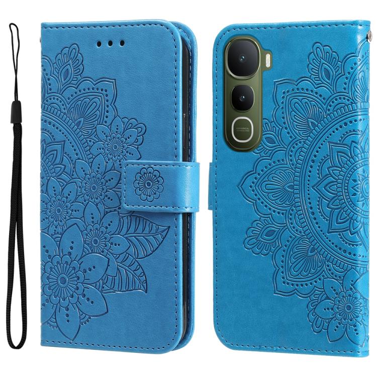 Custodia per telefono in pelle goffrata con fiori a 7 petali, For vivo Y31 5G 2025, For vivo Y400 5G, For vivo V60 5G Global, For vivo Y400 Pro 5G / V40e / iQOO Z9s