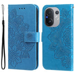 Custodia per telefono in pelle goffrata con fiori a 7 petali, For vivo Y31 5G 2025, For vivo Y400 5G, For vivo V60 5G Global, For vivo Y400 Pro 5G / V40e / iQOO Z9s