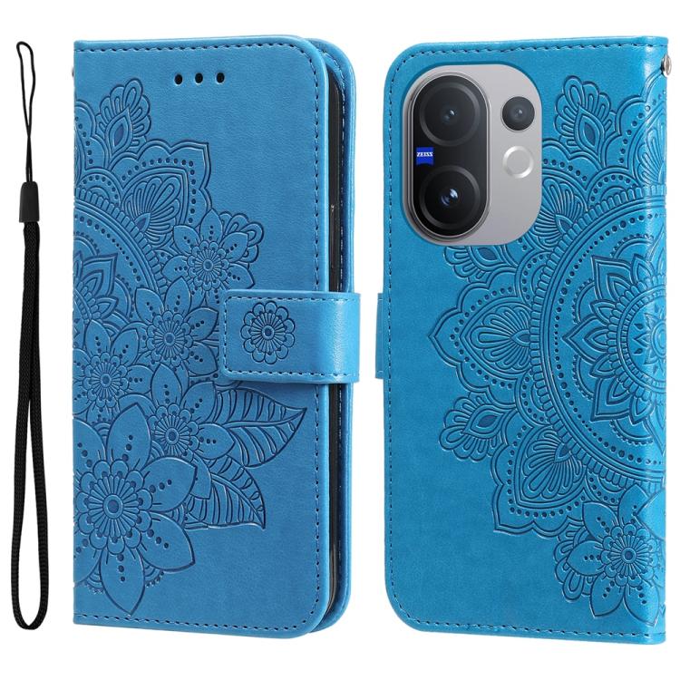 Custodia per telefono in pelle goffrata con fiori a 7 petali, For vivo Y31 5G 2025, For vivo Y400 5G, For vivo V60 5G Global, For vivo Y400 Pro 5G / V40e / iQOO Z9s