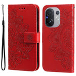 Custodia per telefono in pelle goffrata con fiori a 7 petali, For vivo Y31 5G 2025, For vivo Y400 5G, For vivo V60 5G Global, For vivo Y400 Pro 5G / V40e / iQOO Z9s