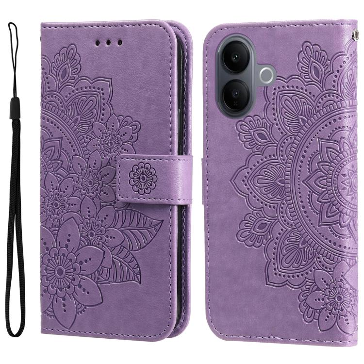 Custodia per telefono in pelle goffrata con fiori a 7 petali, For vivo Y500 Pro 5G, For vivo X300 Pro, For vivo X300, For vivo V60 Lite 4G / 5G