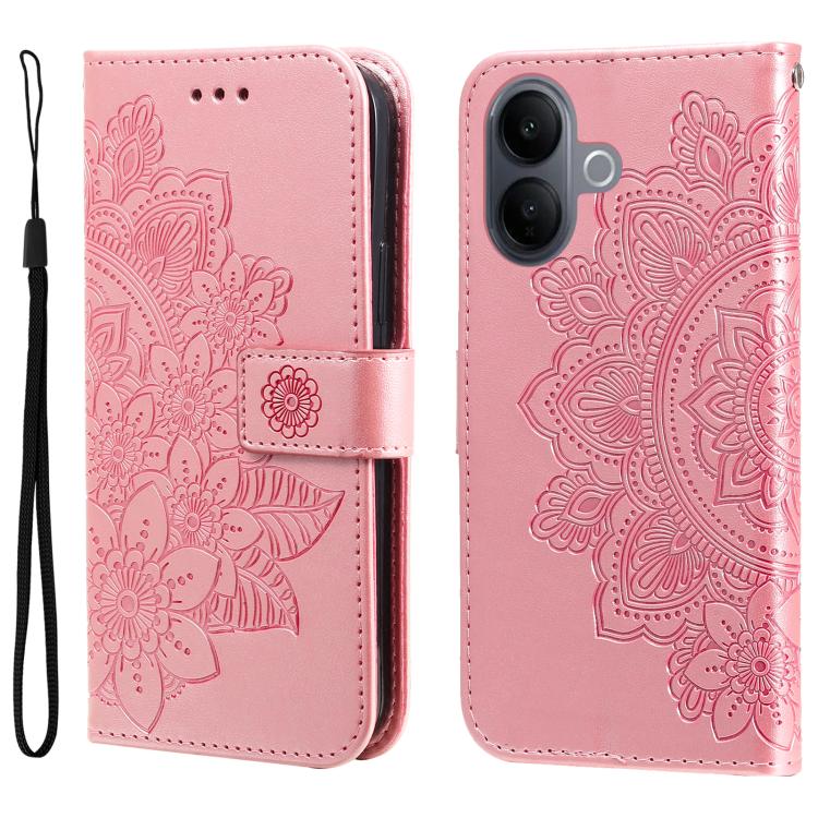 Custodia per telefono in pelle goffrata con fiori a 7 petali, For vivo Y500 Pro 5G, For vivo X300 Pro, For vivo X300, For vivo V60 Lite 4G / 5G