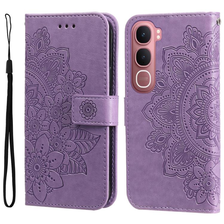 Custodia per telefono in pelle goffrata con fiori a 7 petali, For vivo Y31 5G 2025, For vivo Y400 5G, For vivo V60 5G Global, For vivo Y400 Pro 5G / V40e / iQOO Z9s