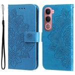 Custodia per telefono in pelle goffrata con fiori a 7 petali, For vivo Y31 5G 2025, For vivo Y400 5G, For vivo V60 5G Global, For vivo Y400 Pro 5G / V40e / iQOO Z9s