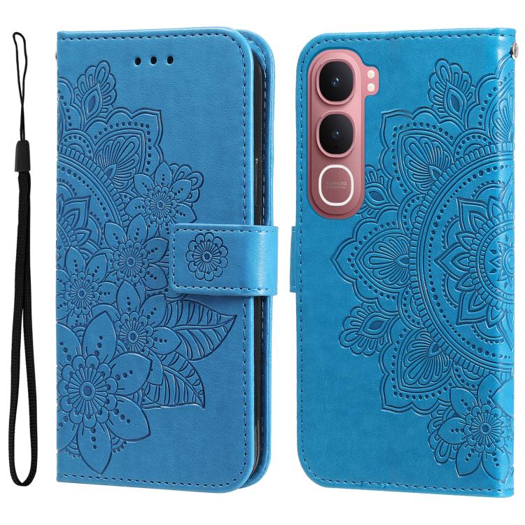 Custodia per telefono in pelle goffrata con fiori a 7 petali, For vivo Y31 5G 2025, For vivo Y400 5G, For vivo V60 5G Global, For vivo Y400 Pro 5G / V40e / iQOO Z9s
