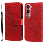 Custodia per telefono in pelle goffrata con fiori a 7 petali, For vivo Y31 5G 2025, For vivo Y400 5G, For vivo V60 5G Global, For vivo Y400 Pro 5G / V40e / iQOO Z9s