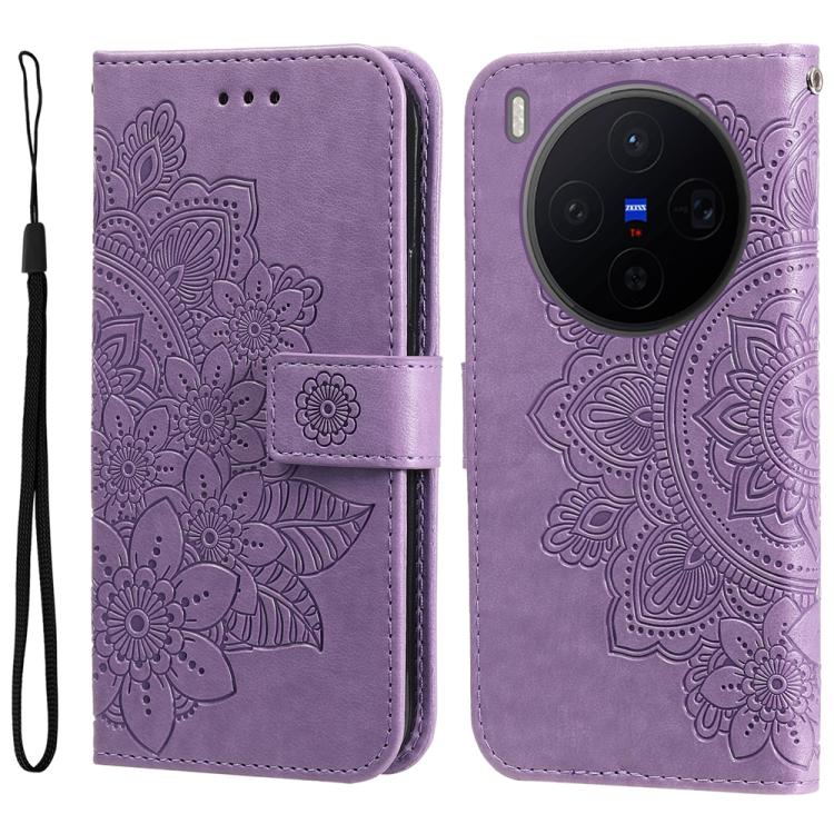 Custodia per telefono in pelle goffrata con fiori a 7 petali, For vivo Y500 Pro 5G, For vivo X300 Pro, For vivo X300, For vivo V60 Lite 4G / 5G