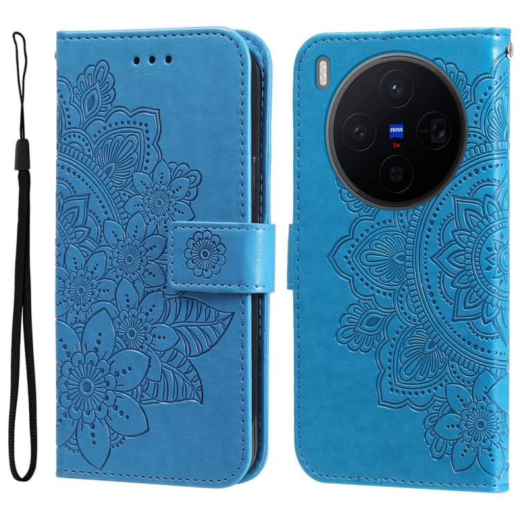 Custodia per telefono in pelle goffrata con fiori a 7 petali, For vivo Y500 Pro 5G, For vivo X300 Pro, For vivo X300, For vivo V60 Lite 4G / 5G