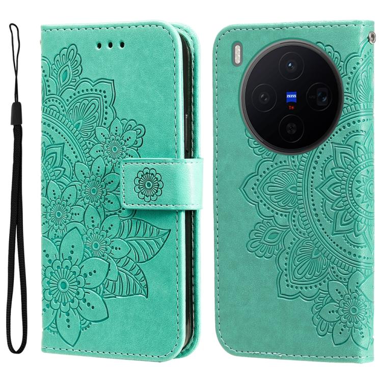 Custodia per telefono in pelle goffrata con fiori a 7 petali, For vivo Y500 Pro 5G, For vivo X300 Pro, For vivo X300, For vivo V60 Lite 4G / 5G