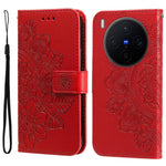 Custodia per telefono in pelle goffrata con fiori a 7 petali, For vivo Y500 Pro 5G, For vivo X300 Pro, For vivo X300, For vivo V60 Lite 4G / 5G