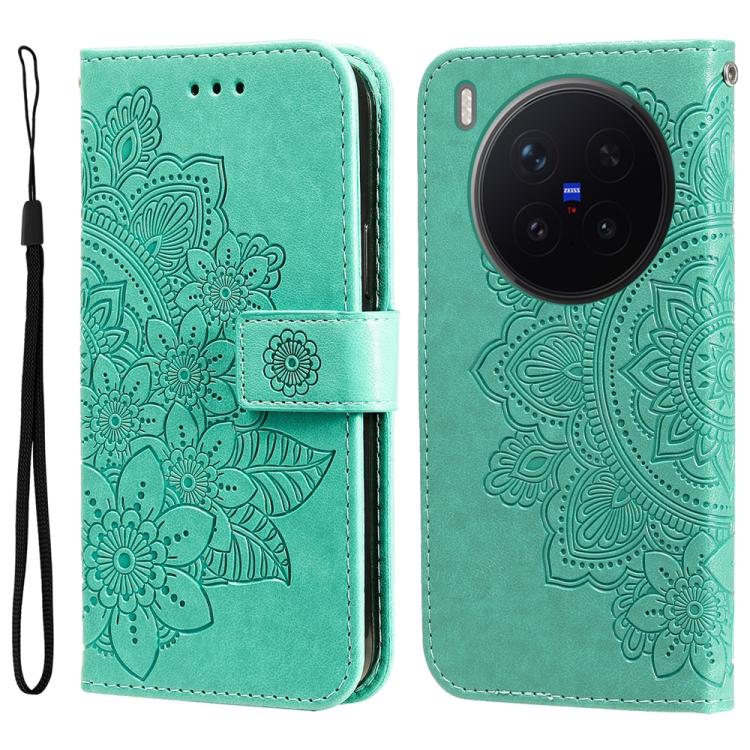 Custodia per telefono in pelle goffrata con fiori a 7 petali, For vivo Y500 Pro 5G, For vivo X300 Pro, For vivo X300, For vivo V60 Lite 4G / 5G