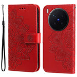 Custodia per telefono in pelle goffrata con fiori a 7 petali, For vivo Y500 Pro 5G, For vivo X300 Pro, For vivo X300, For vivo V60 Lite 4G / 5G