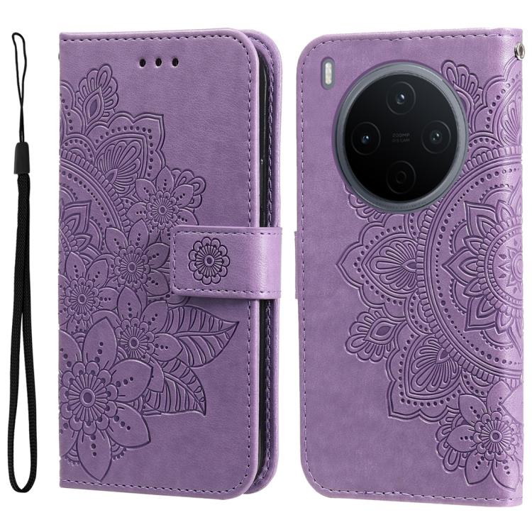 Custodia per telefono in pelle goffrata con fiori a 7 petali, For vivo Y500 Pro 5G, For vivo X300 Pro, For vivo X300, For vivo V60 Lite 4G / 5G