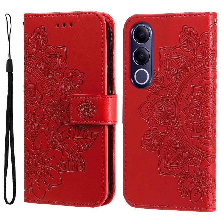 Custodia per telefono in pelle goffrata con fiori a 7 petali, For vivo Y600 Pro 5G, For vivo Y21 5G 2026 / vivo Y05 4G, For vivo V70 FE 5G, For vivo S50 5G / V70 5G