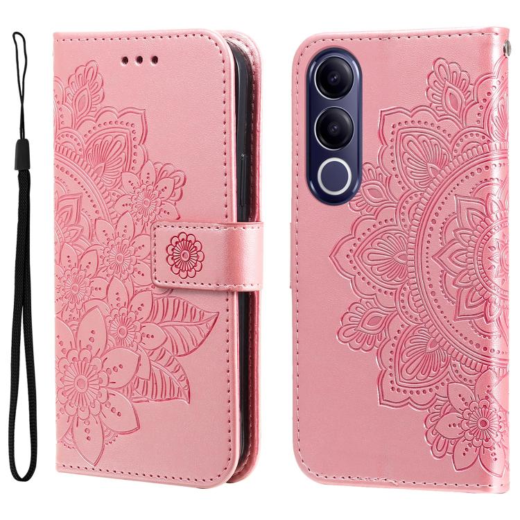 Custodia per telefono in pelle goffrata con fiori a 7 petali, For vivo Y600 Pro 5G, For vivo Y21 5G 2026 / vivo Y05 4G, For vivo V70 FE 5G, For vivo S50 5G / V70 5G