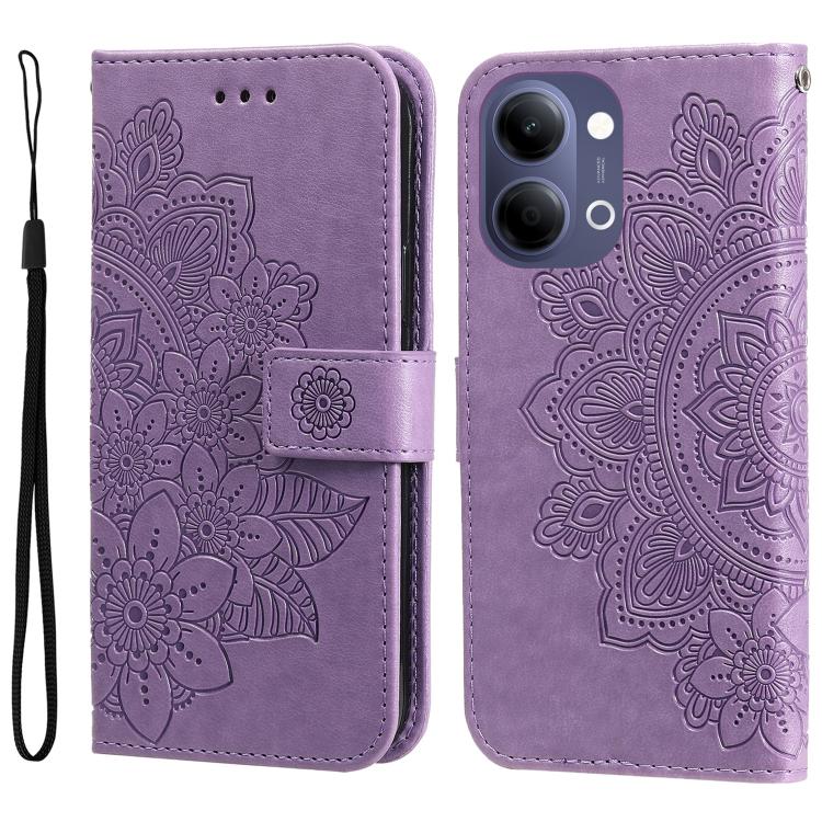 Custodia per telefono in pelle goffrata con fiori a 7 petali, For vivo Y600 Pro 5G, For vivo Y21 5G 2026 / vivo Y05 4G, For vivo V70 FE 5G, For vivo S50 5G / V70 5G