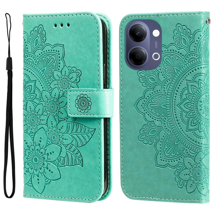 Custodia per telefono in pelle goffrata con fiori a 7 petali, For vivo Y600 Pro 5G, For vivo Y21 5G 2026 / vivo Y05 4G, For vivo V70 FE 5G, For vivo S50 5G / V70 5G