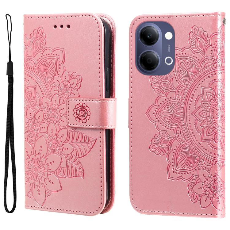 Custodia per telefono in pelle goffrata con fiori a 7 petali, For vivo Y600 Pro 5G, For vivo Y21 5G 2026 / vivo Y05 4G, For vivo V70 FE 5G, For vivo S50 5G / V70 5G