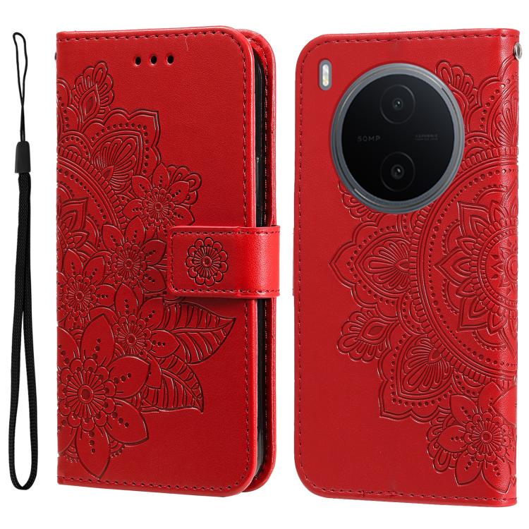Custodia per telefono in pelle goffrata con fiori a 7 petali, For vivo Y600 Pro 5G, For vivo Y21 5G 2026 / vivo Y05 4G, For vivo V70 FE 5G, For vivo S50 5G / V70 5G