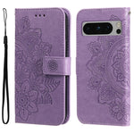 Custodia per telefono in pelle goffrata con fiori a 7 petali, For Google Pixel 9 Pro, For Google Pixel 9, For Google Pixel 8a, For Google Pixel 8 Pro