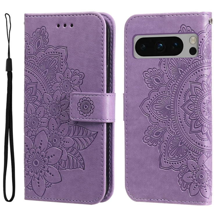 Custodia per telefono in pelle goffrata con fiori a 7 petali, For Google Pixel 9 Pro, For Google Pixel 9, For Google Pixel 8a, For Google Pixel 8 Pro