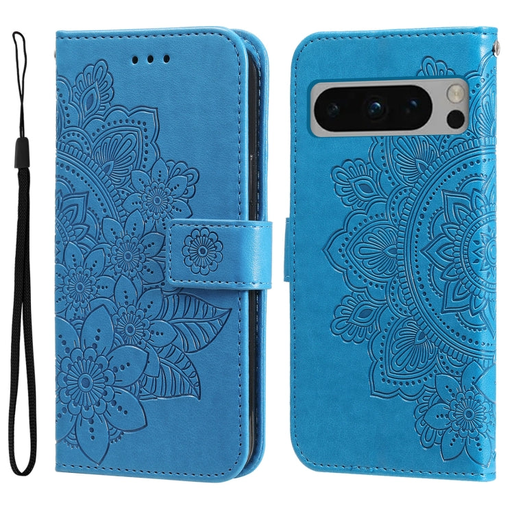 Custodia per telefono in pelle goffrata con fiori a 7 petali, For Google Pixel 9 Pro, For Google Pixel 9, For Google Pixel 8a, For Google Pixel 8 Pro