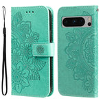 Custodia per telefono in pelle goffrata con fiori a 7 petali, For Google Pixel 9 Pro, For Google Pixel 9, For Google Pixel 8a, For Google Pixel 8 Pro