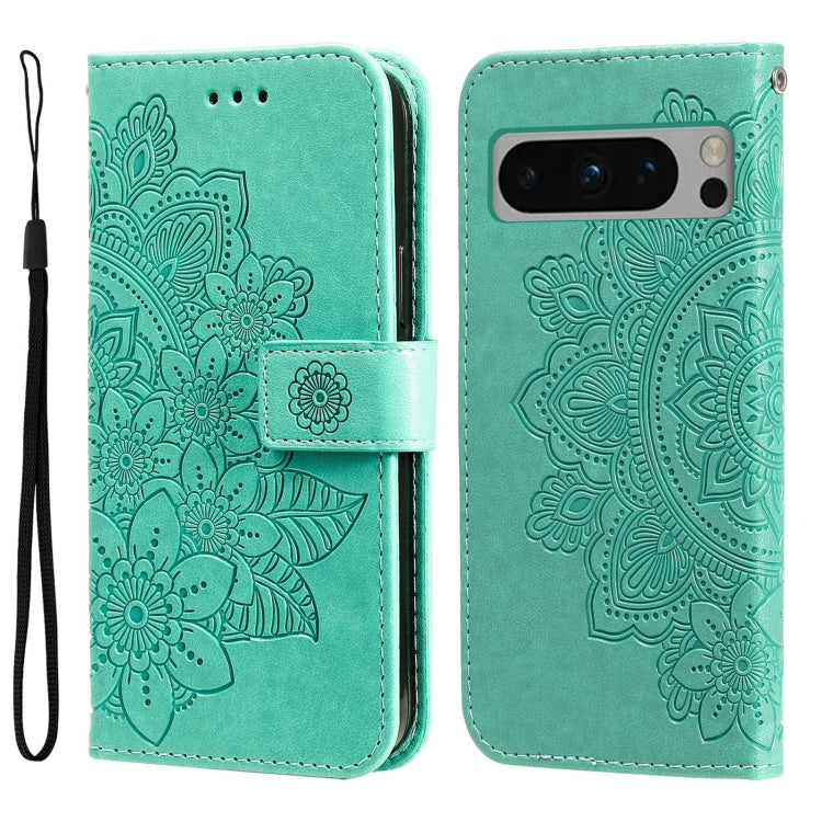 Custodia per telefono in pelle goffrata con fiori a 7 petali, For Google Pixel 9 Pro, For Google Pixel 9, For Google Pixel 8a, For Google Pixel 8 Pro