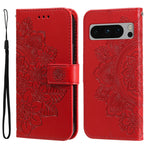 Custodia per telefono in pelle goffrata con fiori a 7 petali, For Google Pixel 9 Pro, For Google Pixel 9, For Google Pixel 8a, For Google Pixel 8 Pro