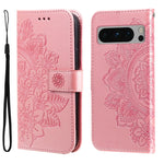 Custodia per telefono in pelle goffrata con fiori a 7 petali, For Google Pixel 9 Pro, For Google Pixel 9, For Google Pixel 8a, For Google Pixel 8 Pro