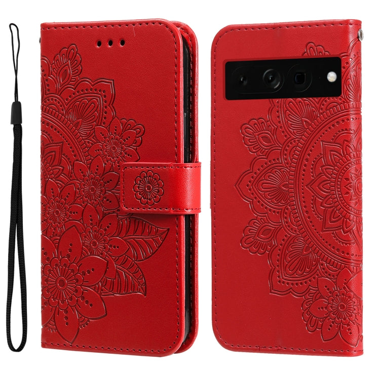 Custodia per telefono in pelle goffrata con fiori a 7 petali, For Google Pixel 8, For Google Pixel 7a, For Google Pixel 7 Pro, For Google Pixel  7