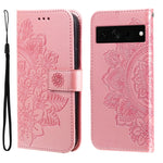Custodia per telefono in pelle goffrata con fiori a 7 petali, For Google Pixel 8, For Google Pixel 7a, For Google Pixel 7 Pro, For Google Pixel  7