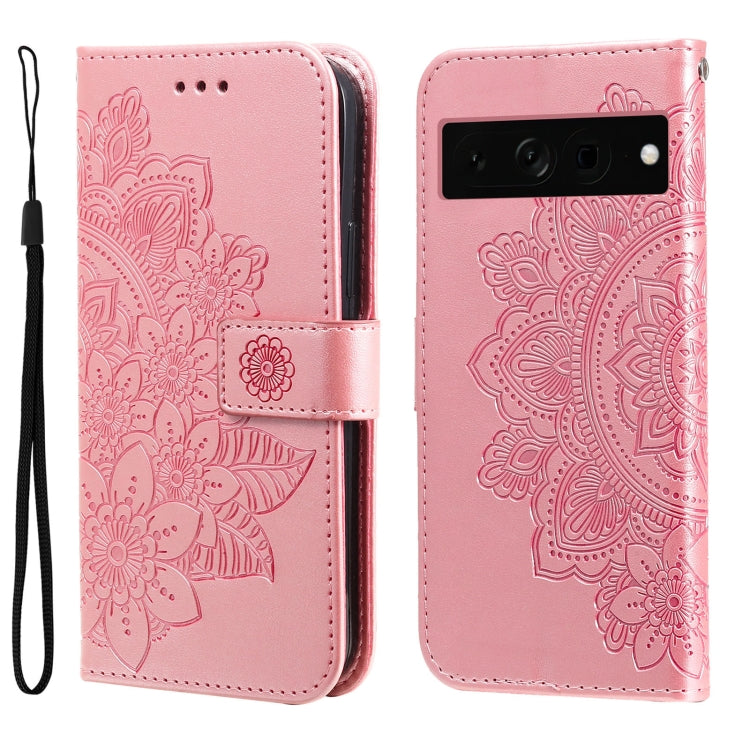 Custodia per telefono in pelle goffrata con fiori a 7 petali, For Google Pixel 8, For Google Pixel 7a, For Google Pixel 7 Pro, For Google Pixel  7