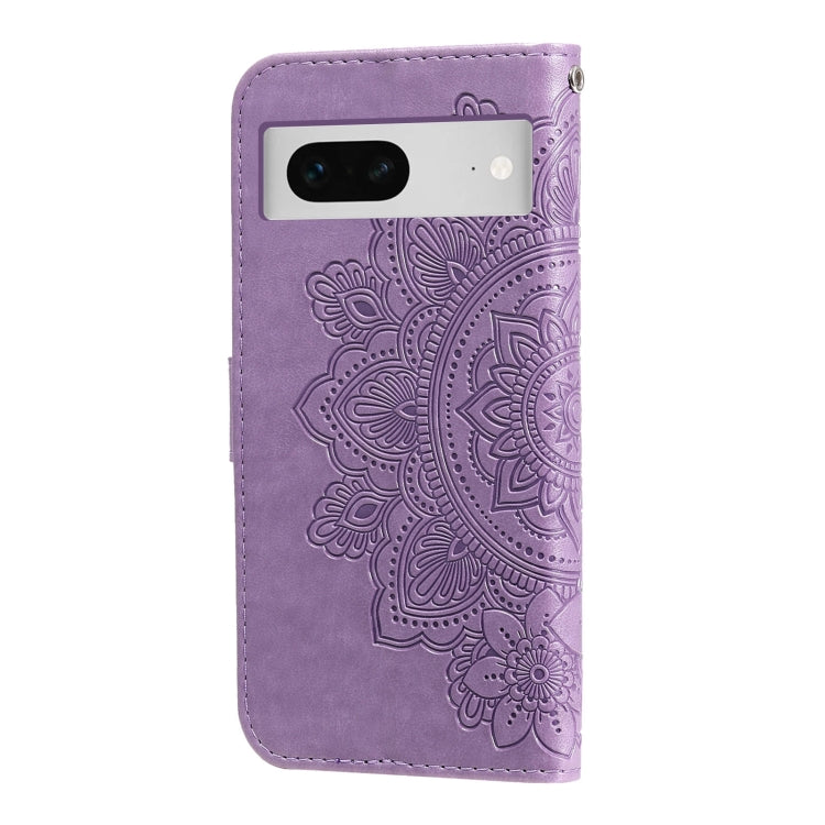 Custodia per telefono in pelle goffrata con fiori a 7 petali, For Google Pixel  7