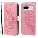 Custodia per telefono in pelle goffrata con fiori a 7 petali, For Google Pixel 8, For Google Pixel 7a, For Google Pixel 7 Pro, For Google Pixel  7
