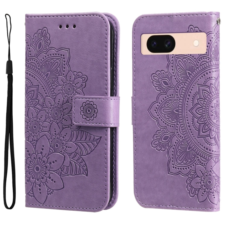 Custodia per telefono in pelle goffrata con fiori a 7 petali, For Google Pixel 9 Pro, For Google Pixel 9, For Google Pixel 8a, For Google Pixel 8 Pro