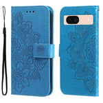 Custodia per telefono in pelle goffrata con fiori a 7 petali, For Google Pixel 9 Pro, For Google Pixel 9, For Google Pixel 8a, For Google Pixel 8 Pro