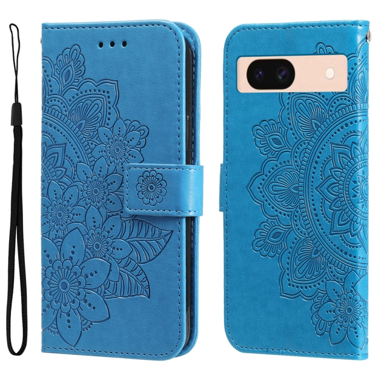 Custodia per telefono in pelle goffrata con fiori a 7 petali, For Google Pixel 9 Pro, For Google Pixel 9, For Google Pixel 8a, For Google Pixel 8 Pro