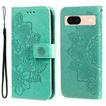 Custodia per telefono in pelle goffrata con fiori a 7 petali, For Google Pixel 9 Pro, For Google Pixel 9, For Google Pixel 8a, For Google Pixel 8 Pro