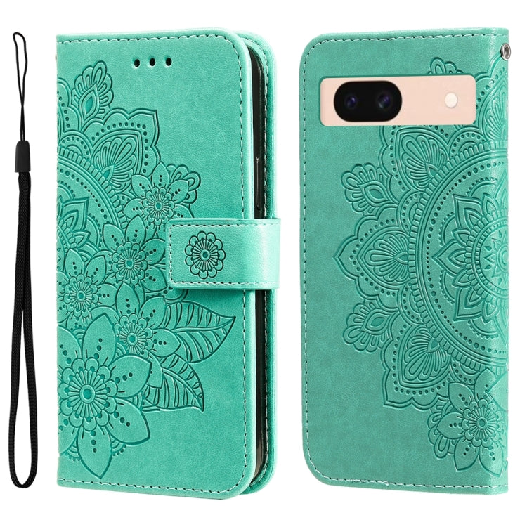 Custodia per telefono in pelle goffrata con fiori a 7 petali, For Google Pixel 9 Pro, For Google Pixel 9, For Google Pixel 8a, For Google Pixel 8 Pro