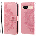 Custodia per telefono in pelle goffrata con fiori a 7 petali, For Google Pixel 9 Pro, For Google Pixel 9, For Google Pixel 8a, For Google Pixel 8 Pro
